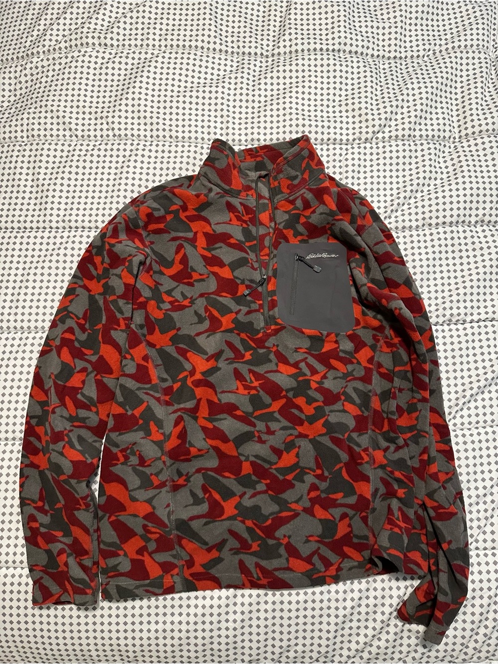 Eddie Bauer 1/4 Zip Fleece Pullover Flying Geese Pattern